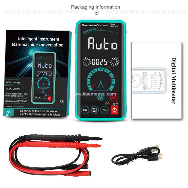 Kaemeasu 08B Kolorowy wyświetlacz Multimeter Tester Elektryk Voltmeter NCV Ture RMS Tester napięcia 150g