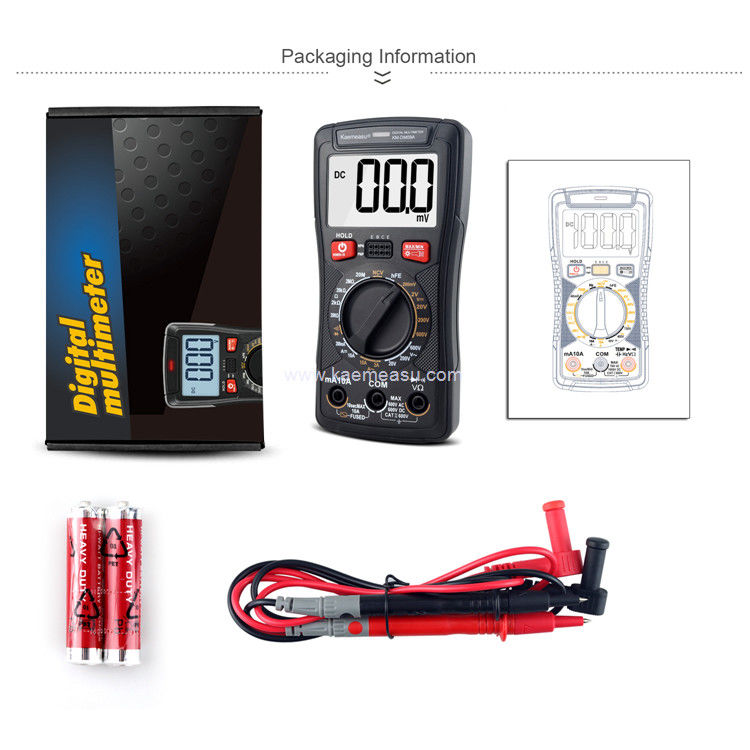 Kaemeasu 09A Cyfrowy Multimeter Ture RMS Pomiar napięcia prądu 2000 Liczy