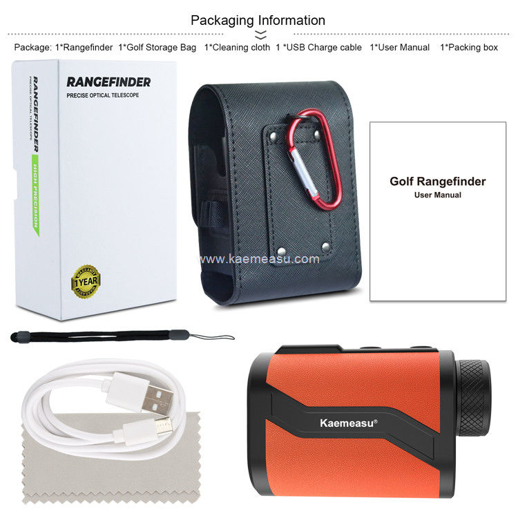 Kaemeasu Golf Rangefinder 6.5X Aluminiowy skórzany łupek Laserowy odczyt odległości z funkcją magnesową zamknięcia słupka flagi MAL600