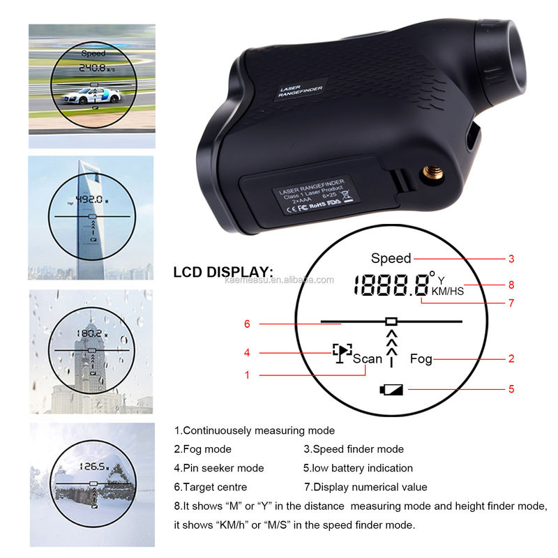 Wielofunkcyjny Golf Łowiec Ręczny cyfrowy laserowy mierzyciel odległości Teleskop wypoczynkowy Teleskop przygodowy Laserowy Odległość 600m 900m 1200m 1