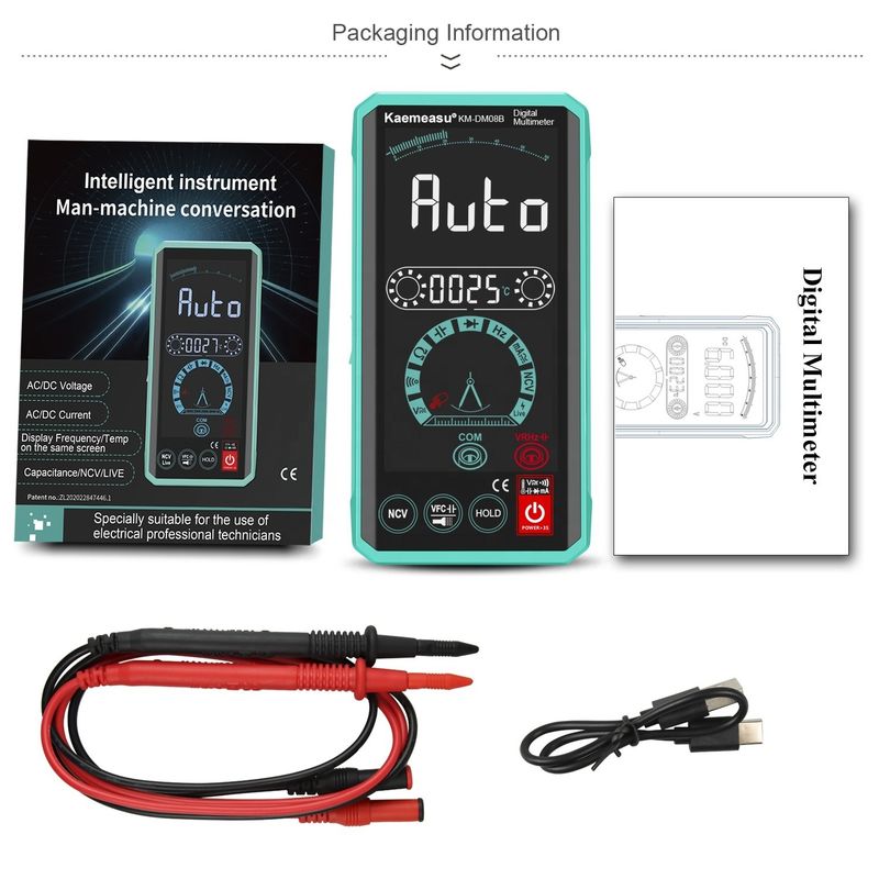 OEM Elektryk Inteligentny multimeter głosowy Ture RMS Ncv Detektor napięcia Automatyczny inteligentny multimeter Multimetry cyfrowe