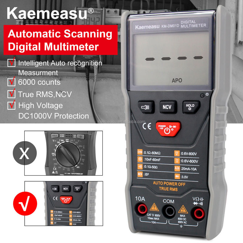 OEM ODM Smart Multimeter 6000 Liczy Elektryka Ławka Multimeter Mini ręczny Ture RMS Square Wave Output Multimetry cyfrowe