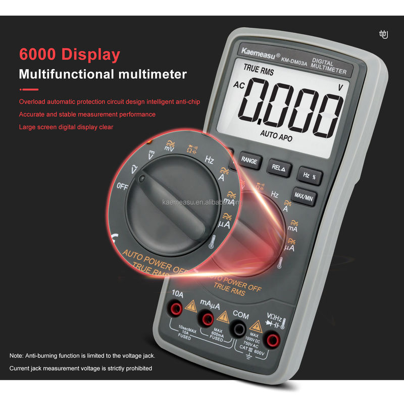 Wysokiej precyzji antyburnowy 1000V Multimetry cyfrowe Ekran LCD Voltmeter Prawdziwa funkcja RMS Multimeter z sondą temperatury