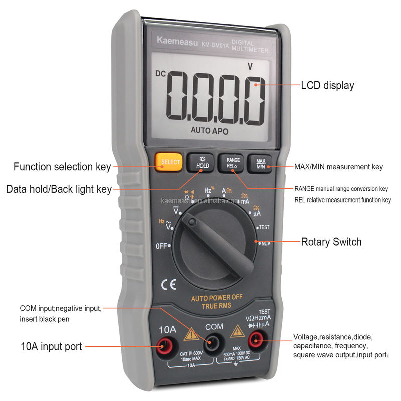 OEM ODM Multitester przeciwpalny DC/AC NCV pomiar wyjścia fali kwadratowej True-rms autonomiczny zasięg Multimetry cyfrowe