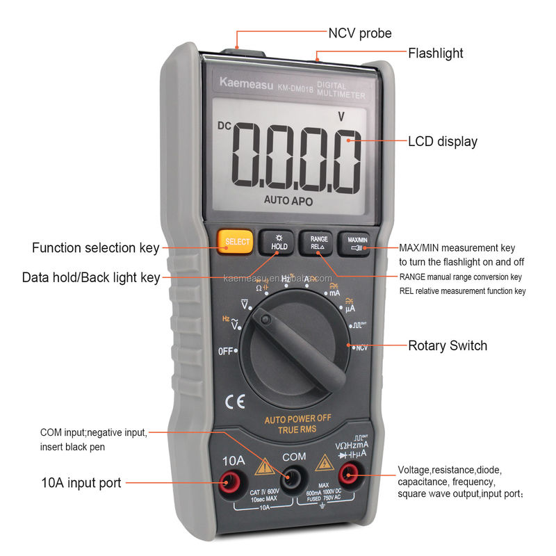 OEM ODM Multitester przeciwpalny DC/AC NCV pomiar wyjścia fali kwadratowej True-rms autonomiczny zasięg Multimetry cyfrowe