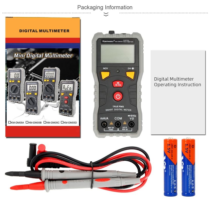 Kieszonkowy cyfrowy multimetr prądu stałego i bieżącego Wielofunkcyjny wysokiej precyzji pojemność Ncv Ohm Hz Tester Auto Range Digital Multimeter