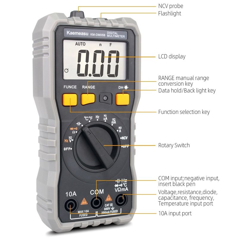 Auto Range LCD Display elektryczny Multi Tester T-rms NCV Car Measure Bench Digital Multimeters z sondą