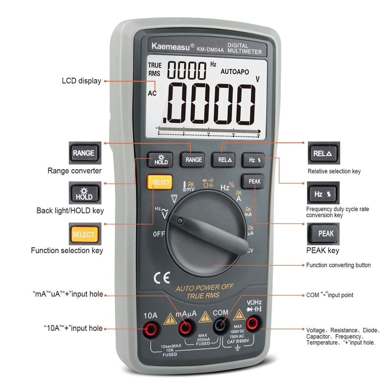 ABS Części elektryczne 04A OEM ODM Auto range Sprzęt laboratoryjny Smart Multitester DC/AC 20000 Liczy cyfrowe multimetry