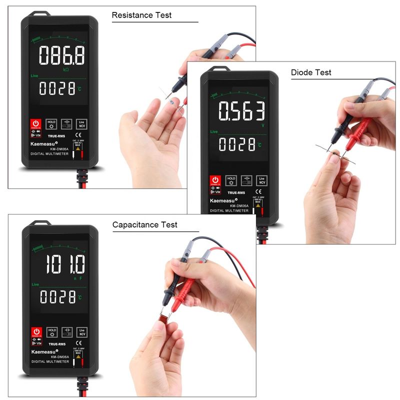 Kaemeasu Pocket Elektroniczne Narzędzia Naprawcze Mini Touch Digital Multimeter 6000 liczba Kolor Duży ekran Mini Touch Digital Multimeter