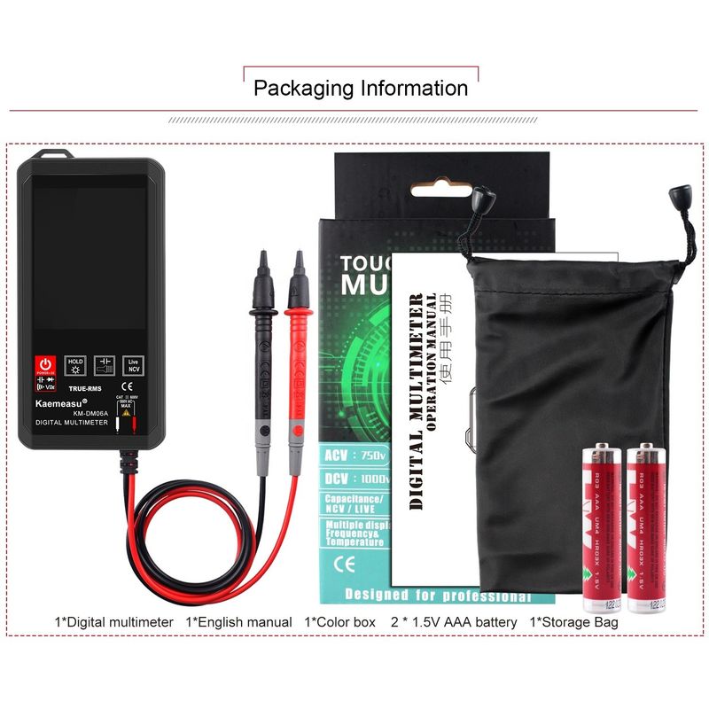 Kaemeasu Pocket Elektroniczne Narzędzia Naprawcze Mini Touch Digital Multimeter 6000 liczba Kolor Duży ekran Mini Touch Digital Multimeter