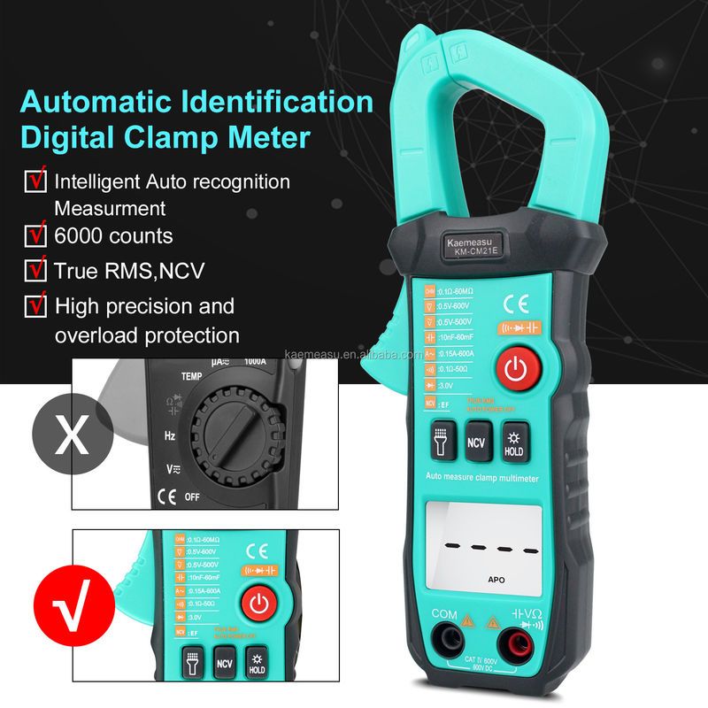 600A Pomiar prądu Trms Auto-range napięcie Amperometr Hz Ohm Ncv Tester Multimeter Amperometr Clamp Meter 21E
