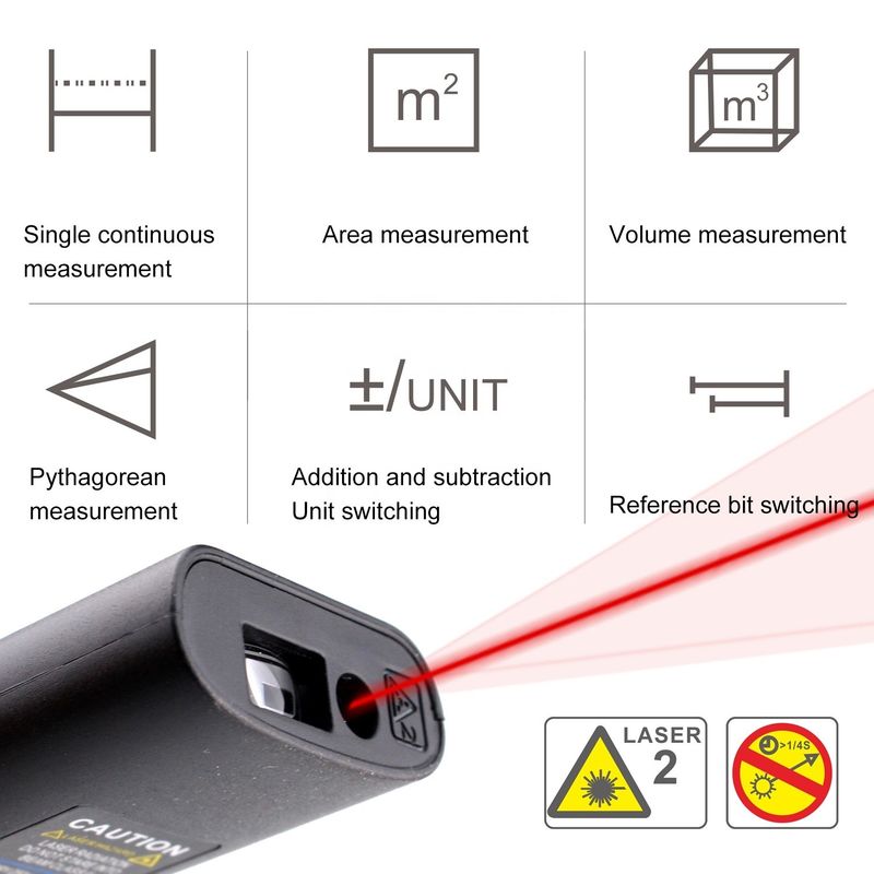 40m Mini Ręczny USB Ładowalny Laserowy Miernik Odległości Wysokiej Precyzji Infraczerwony Elektroniczny Ruler Laserowy Miernik Odległości