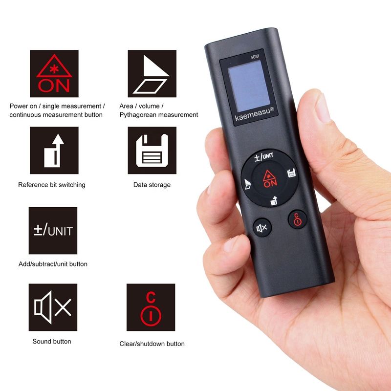 40m Mini Ręczny USB Ładowalny Laserowy Miernik Odległości Wysokiej Precyzji Infraczerwony Elektroniczny Ruler Laserowy Miernik Odległości