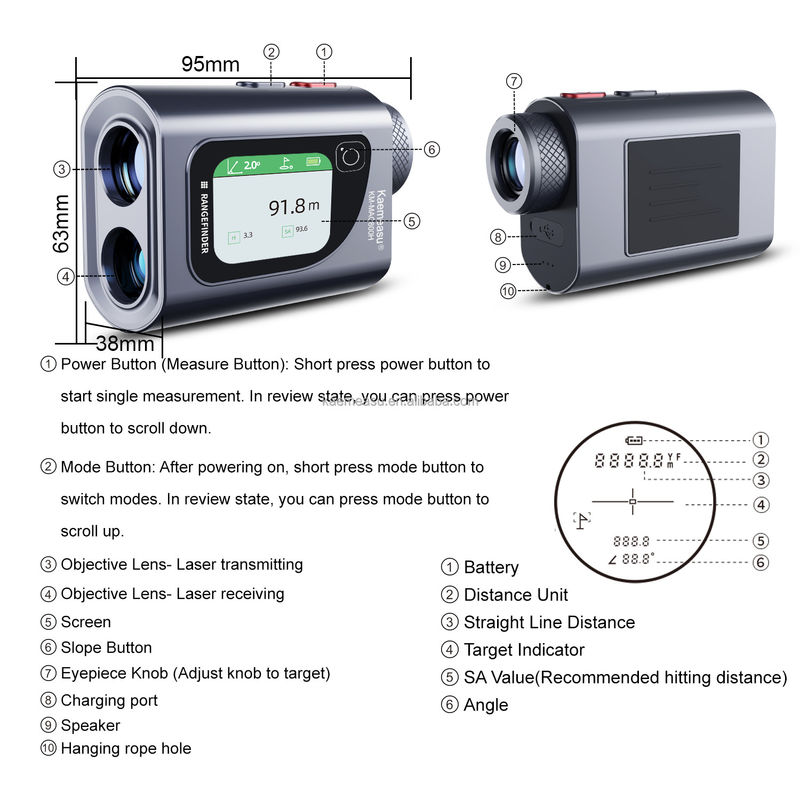 GRY COLOR Data Broadcast Telescope Laser Meter Golf Rangefinder Hunting Range Finder Golf Range Finder Laser Rangefinder