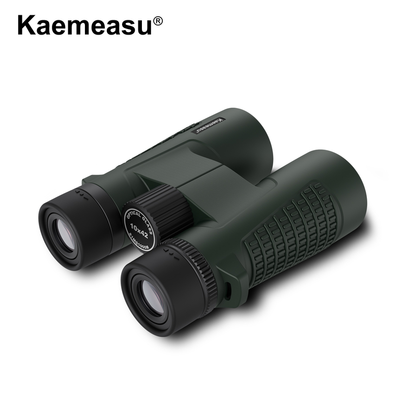 Lornetka Kaemeasu C Model Zielony Kolor 10x42 HD Wodoodporna dla Dorosłych, Lornetka do Obserwacji Ptaków i Wędrówek, Optyka z Pryzmatem BAK4, Odporny na Wstrząsy Korpus ze Stopu Magnezu, Jasny i Wyraźny Obraz
